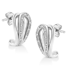 Load image into Gallery viewer, .925 Sterling Silver Pave-Set Diamond Accent Horseshoe Hoop Earring (I-J Color, I1-I2 Clarity)
