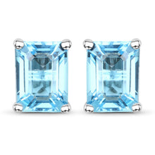 Load image into Gallery viewer, 3.20 Carat Genuine Swiss Blue Topaz .925 Sterling Silver Earrings
