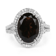 Load image into Gallery viewer, 5.80 Carat Genuine Smoky Quartz &amp; White Topaz .925 Sterling Silver Ring
