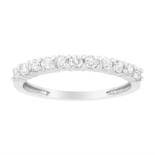 Load image into Gallery viewer, .925 Sterling Silver 1/2 cttw Shared Prong-Set Brilliant Round-Cut Diamond 11 Stone Band Ring (I-J Color, SI2-I1 Clarity) - Size 7
