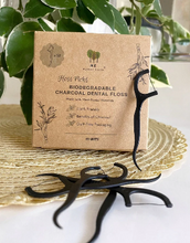 Load image into Gallery viewer, Biodegradable Charcoal Dental Floss Picks | Eco-Friendly Oral Care
