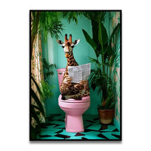 Load image into Gallery viewer, DecorBites™ Funny Cat Reading on Toilet Wall Art
