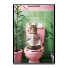 Load image into Gallery viewer, DecorBites™ Funny Cat Reading on Toilet Wall Art
