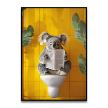 Load image into Gallery viewer, DecorBites™ Funny Cat Reading on Toilet Wall Art
