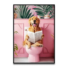 Load image into Gallery viewer, DecorBites™ Funny Cat Reading on Toilet Wall Art
