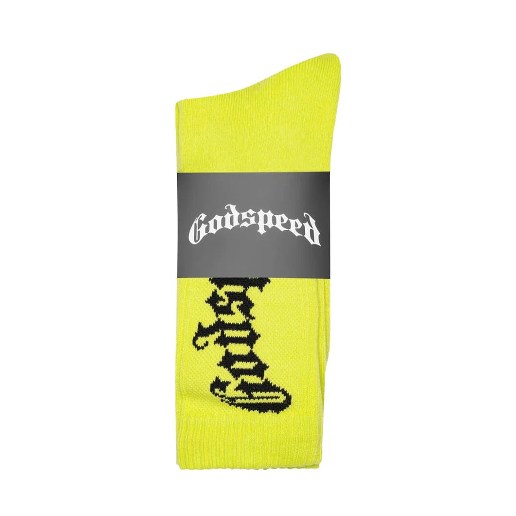Godspeed Mens OG Logo Socks Neon Yellow