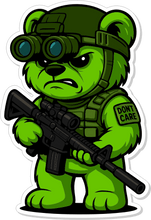 Load image into Gallery viewer, Night-Ops Bear - IDFC BEARS - 3.75&quot; Sticker - Green
