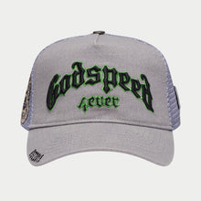 Load image into Gallery viewer, Godspeed Unisex Forever Trucker Hat Grey/Green
