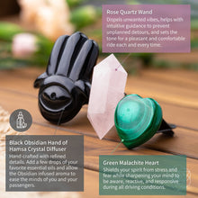 Load image into Gallery viewer, Hamsa Hand of Safe Travels: Aromatherapy Crystal Car Kit
