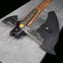 Load image into Gallery viewer, Handcrafted Leviathan axe with glow in the dark runes
