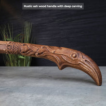 Load image into Gallery viewer, Handcrafted Leviathan axe with glow in the dark runes
