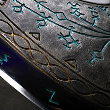 Load image into Gallery viewer, Handcrafted Leviathan axe with glow in the dark runes
