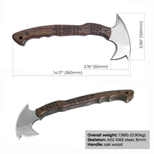 Load image into Gallery viewer, Handcrafted tomahawk "Takoda" with tribal engraving
