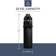 Load image into Gallery viewer, HYDRA™ 22OZ Water Bottle with Powder Coat Finish &amp; Silicone Grip Whale Tale Handle
