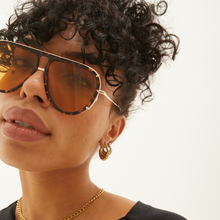 Load image into Gallery viewer, Ivy Luxe - Yellow Tangle-Free Round Aviator Sunglasses
