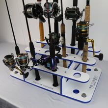 Load image into Gallery viewer, Made in the USA Fishing Rod Rack | 12 Pole Waterproof Wash-down | Dock, Garage, Boat, Storage
