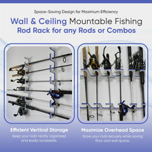 Load image into Gallery viewer, Made in the USA Premium Fishing Rod Racks | Wall or Ceiling or Boat Mounted
