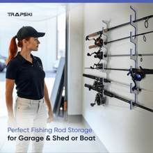 Load image into Gallery viewer, Made in the USA Premium Fishing Rod Racks | Wall or Ceiling or Boat Mounted
