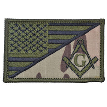 Load image into Gallery viewer, Masonic Square and Compasses USA Flag - 2.25x3.5 Patch
