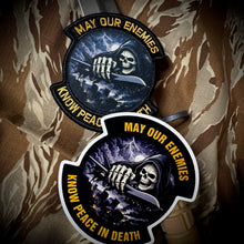 Load image into Gallery viewer, COMBO - POTM - May 2026 POTM - May Our Enemies Know Peace In Death - PATCH AND STICKER

