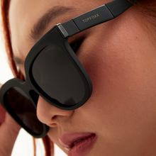 Load image into Gallery viewer, Coco - Sustainable Black Frame Black Lens Wayfarer Sunglasses
