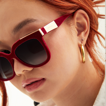 Load image into Gallery viewer, Coco - Red Velvet Frame Black Lens Wayfarer Sunglasses
