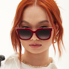 Load image into Gallery viewer, Coco - Red Velvet Frame Black Lens Wayfarer Sunglasses
