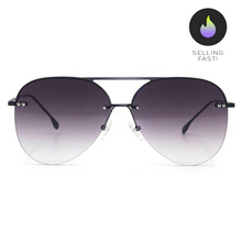 Load image into Gallery viewer, Smaller Megan 2 - Faded Black Metal Aviator Sunglasses
