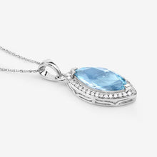 Load image into Gallery viewer, 2.55 Carat Genuine Aquamarine and White Diamond 14K White Gold Pendant

