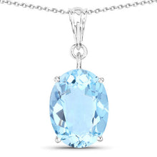 Load image into Gallery viewer, 11.25 Carat Genuine Swiss Blue Topaz .925 Sterling Silver Pendant
