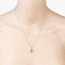 Load image into Gallery viewer, 0.83 Carat Genuine Zambian Emerald and White Diamond 10K White Gold Pendant
