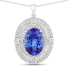 Load image into Gallery viewer, 5.91 Carat Genuine Tanzanite and White Diamond 14K White Gold Pendant
