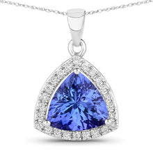 Load image into Gallery viewer, 3.11 Carat Genuine Tanzanite and White Diamond 14K White Gold Pendant
