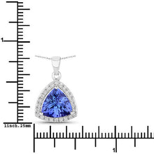 Load image into Gallery viewer, 3.11 Carat Genuine Tanzanite and White Diamond 14K White Gold Pendant
