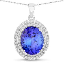 Load image into Gallery viewer, 3.90 Carat Genuine Tanzanite and White Diamond 14K White Gold Pendant
