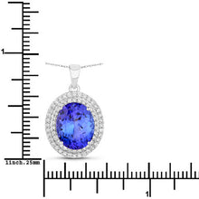 Load image into Gallery viewer, 3.90 Carat Genuine Tanzanite and White Diamond 14K White Gold Pendant

