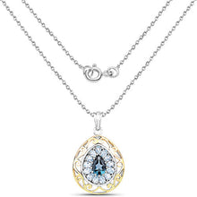 Load image into Gallery viewer, 18K Yellow Gold Plated 4.44 Carat Genuine London Blue Topaz and Blue Topaz .925 Sterling Silver Pendant
