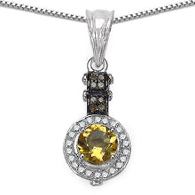Load image into Gallery viewer, 1.00 Carat Genuine Citrine, Champagne Diamond &amp; White Diamond .925 Sterling Silver Pendant
