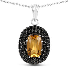Load image into Gallery viewer, 5.85 Carat Genuine Citrine and Black Spinel .925 Sterling Silver Pendant
