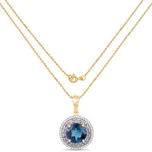 Load image into Gallery viewer, "5.10 Carat Genuine London Blue Topaz, Tanzanite and White Topaz .925 Sterling Silver Pendant

