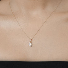 Load image into Gallery viewer, 0.56 Carat Genuine Ethiopian Opal and White Diamond 14K Yellow Gold Pendant
