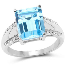 Load image into Gallery viewer, 5.78 Carat Genuine Swiss Blue Topaz and White Topaz .925 Sterling Silver Ring
