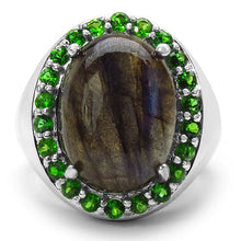 Load image into Gallery viewer, 11.90 Carat Genuine Labradorite &amp; Chrome Diopside .925 Sterling Silver Ring
