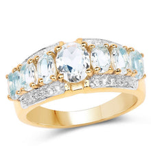 Load image into Gallery viewer, 1.93 Carat Genuine Aquamarine and White Diamond .925 Sterling Silver Ring
