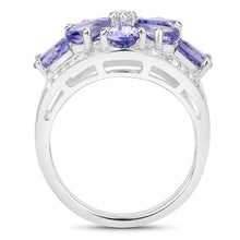 Load image into Gallery viewer, 3.24 Carat Genuine Tanzanite and White Topaz .925 Sterling Silver Ring
