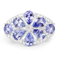 Load image into Gallery viewer, 3.24 Carat Genuine Tanzanite and White Topaz .925 Sterling Silver Ring
