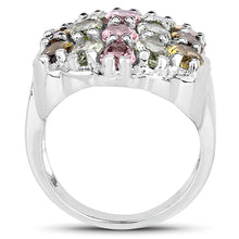 Load image into Gallery viewer, 6.74 Carat Genuine Brown Tourmaline, Pink Tourmaline &amp; Green Tourmaline .925 Sterling Silver Ring

