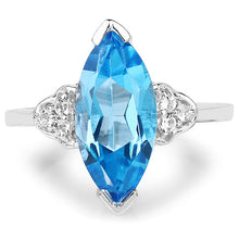 Load image into Gallery viewer, 3.78 Carat Genuine Swiss Blue Topaz and White Topaz .925 Sterling Silver Ring
