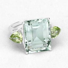 Load image into Gallery viewer, 11.90 Carat Genuine Green Amethyst and Peridot .925 Sterling Silver Ring
