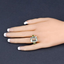 Load image into Gallery viewer, 11.90 Carat Genuine Green Amethyst and Peridot .925 Sterling Silver Ring
